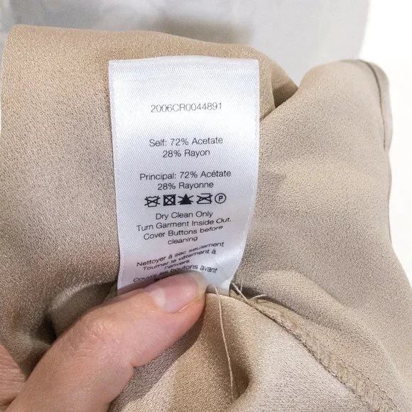 Veronica Beard M Luxe Crepe Button Down Blouse Long Sleeve Shirt Sand size 6 - Picture 15 of 16